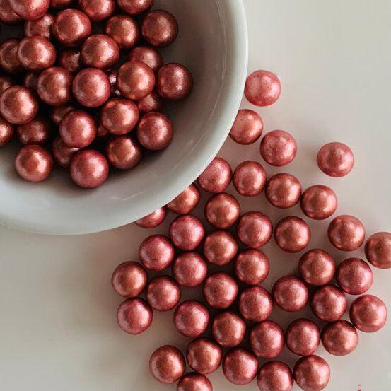 8mm Sugar Pearls Rose Gold 90g. Beautiful Rose Gold Edible Pearls