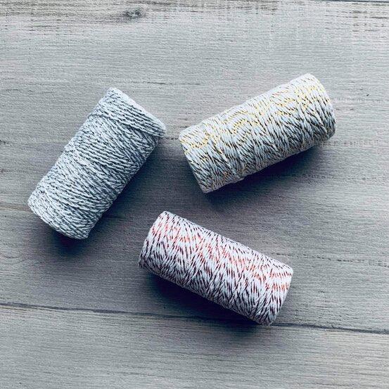 Bakers Twine Metallic 2mm x 100mt White & Silver - centaur packaging