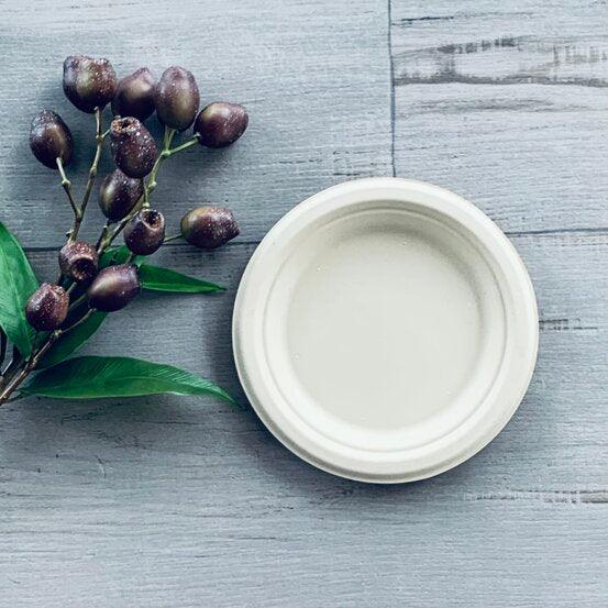 50 Pack Of 7-Inch (18cm) Disposable Plates - Super Rigid Bagasse (Sugarcane) Eco-Friendly