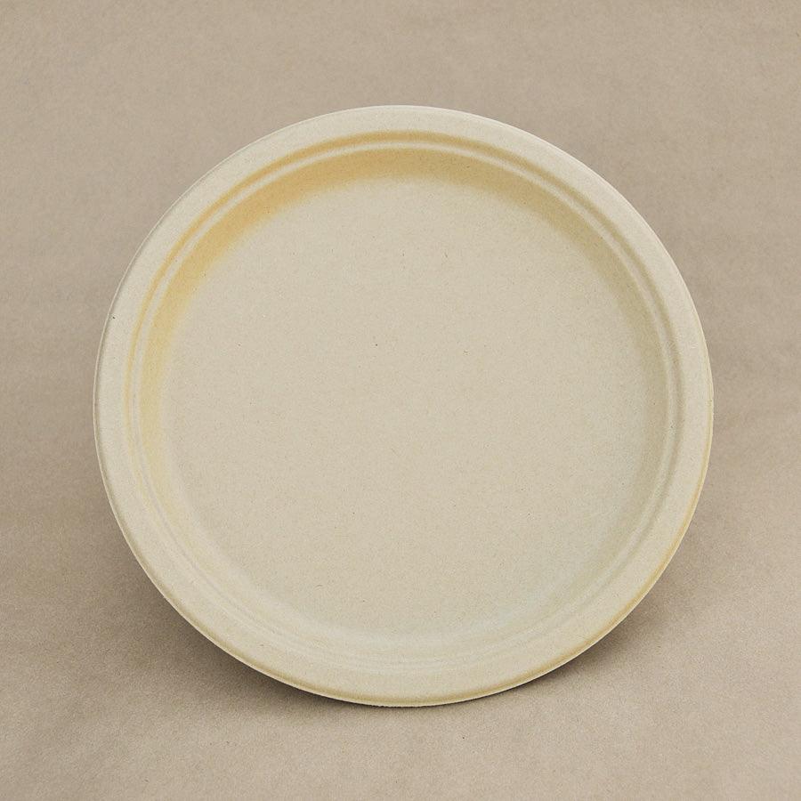 Bio-Degradable 9" Round Bamboo Pulp Plate-Pack 125 - centaur packaging