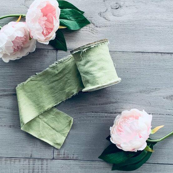 Calico Ribbon with Wooden Spool - Moss. 80mm x 5mt. soft calico ...