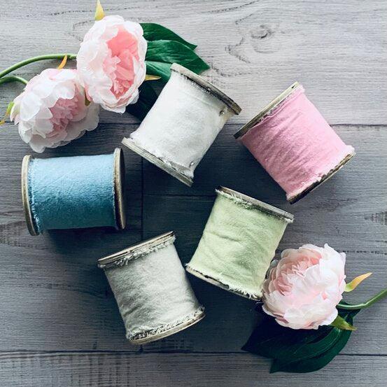 Calico Ribbon with Wooden Spool - Moss - centaur packaging