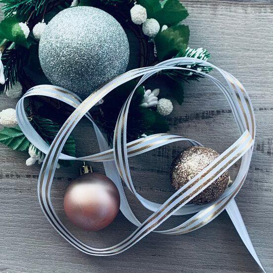 Ribbon Satin Stripe - White & Gold - centaur packaging