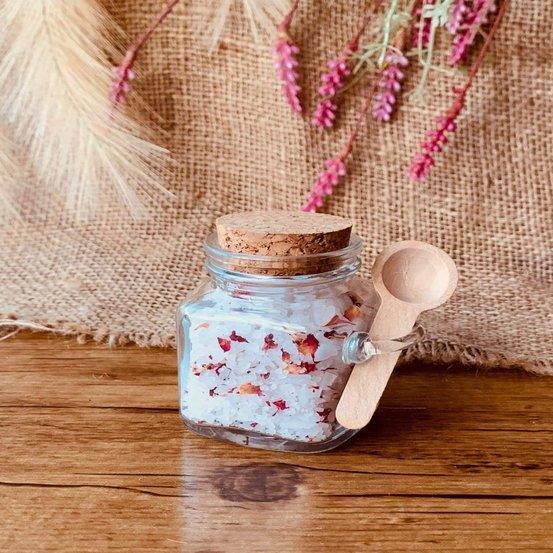 Bath Salt Cork Jar with Spoon-Square 90ml - centaur packaging