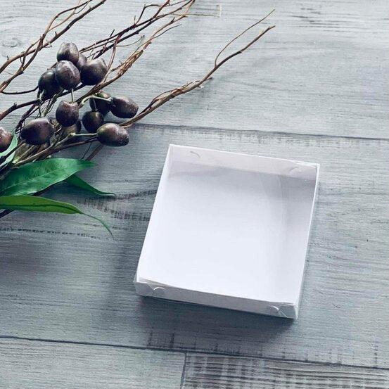 Slim Lined Hamper Small Square with Clear Lid - White 6in x 6in x 1in - centaur packaging