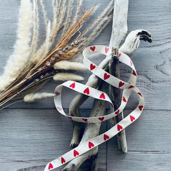 Vintage Cotton Ribbon Heart - Beige-Red - centaur packaging