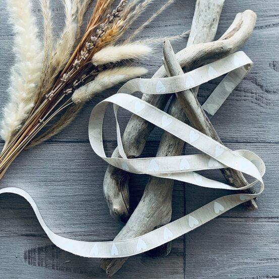 Vintage Cotton Ribbon Heart - Beige-White - centaur packaging