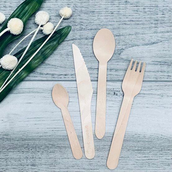 Wooden Bamboo Spoon pack 100 - mixed cutlery - Centaur Packaging