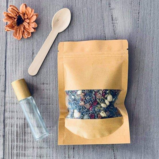 X Small Kraft Stand up pouch With Rectangle Window-Pack of 50 - centaur packaging